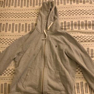 Grey Polo Zip Up Hoodie
